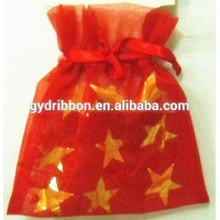 small organdy drawstring printed ribbon packing bags decorate with butterfly ribbon/jewelry christmas,partywrapping gifts