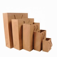 Good quality shopping murah brown white flat handle kraft paper bag pouch