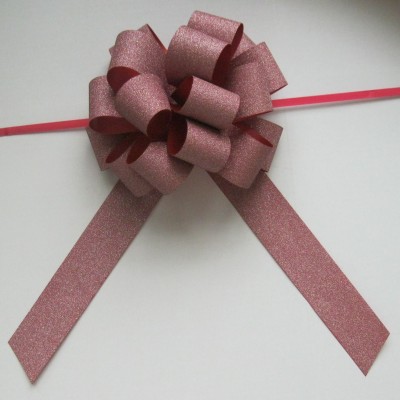 Hot sale luxury glitter pull bow wedding/christmas decorations pull flower bow