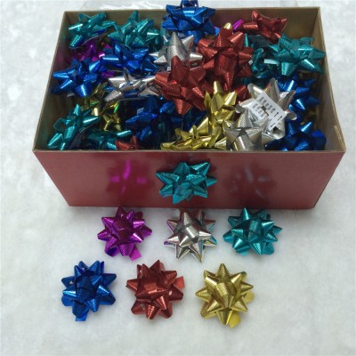 Self adhesive premade assorted colorful embossed star bow