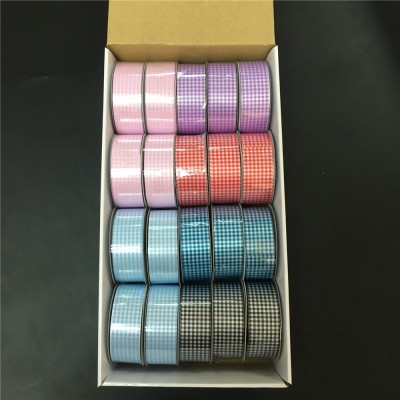 Hot promotion gift packaging pp plastic grid printed ribbon for sale