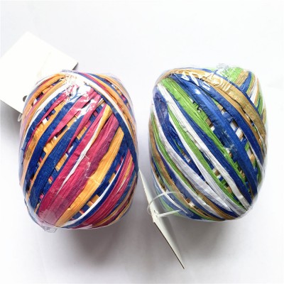 4-Color Mixing Raffia Paper Ribbon, Coloured Paper String Ribbon Spool Packing Twine Gift Wrap Ribbon